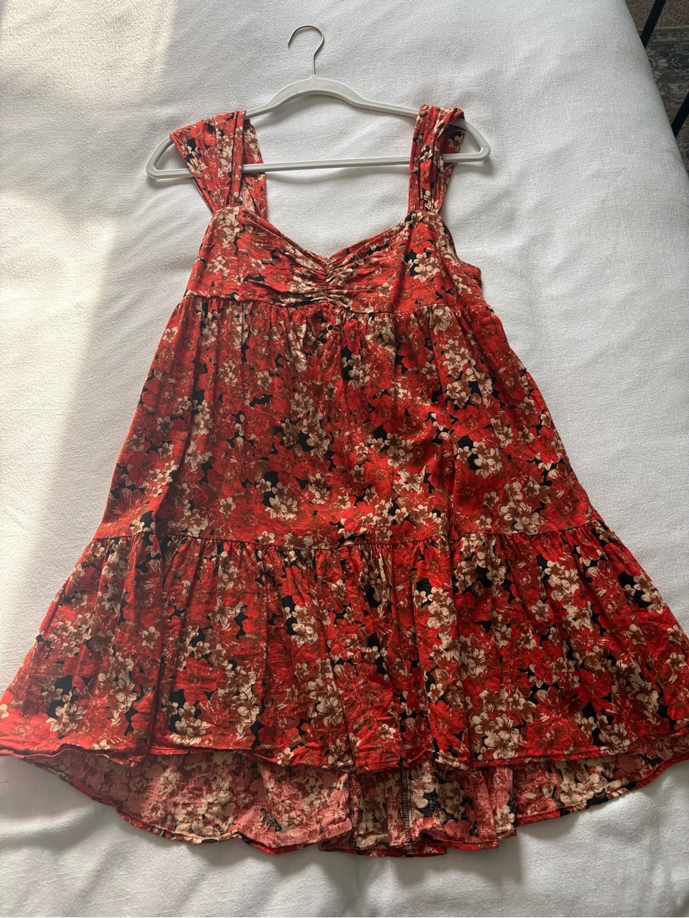 Free People Red Floral Tiered Sundress